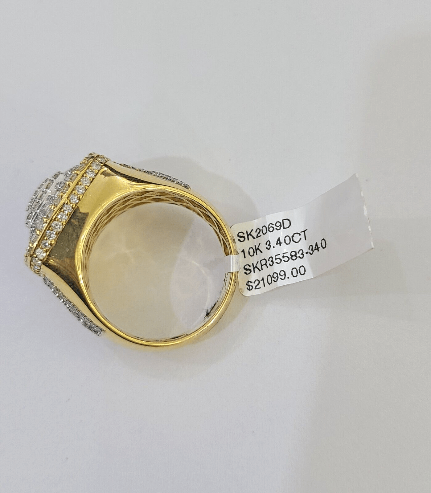 Real 10k Yellow Gold Diamond Mens Ring Band Wedding Genuine Natural - GoldenlinQ